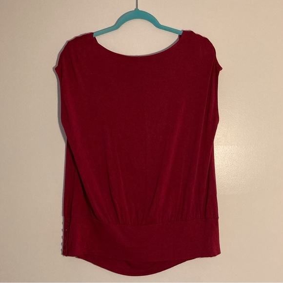 Marisa Christina Red Draped Cap Sleeve Blouse | Soft & Comfy | Summer Parties - Picture 2 of 8